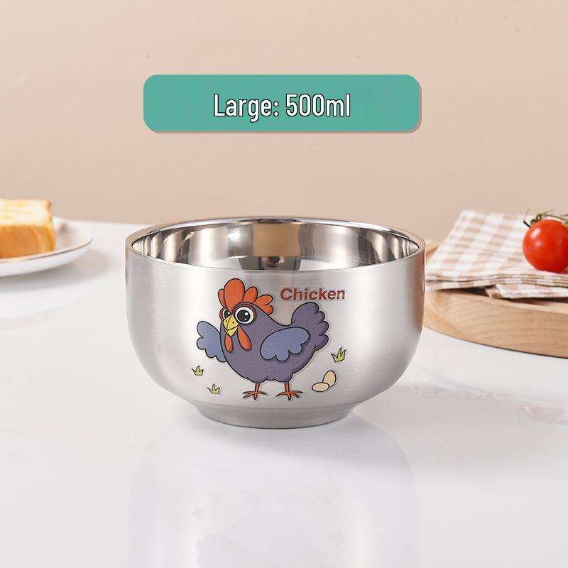 Children's Cartoon Zodiac Insulated Stainless Steel Bowl - Food Grade, Double Layer, Anti-Fall Design
