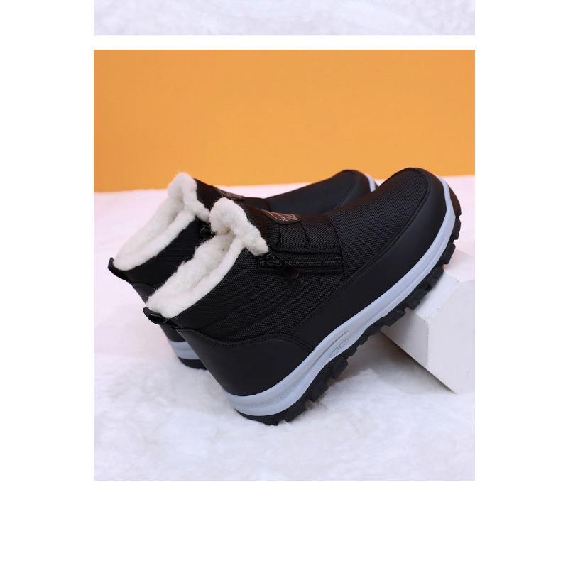 Men's Beijing Style Winter Shoes, Non-Slip Snow Boots with Faux Fur Lining, Warm Comfortable Cotton-Padded Cloth Shoes for Men