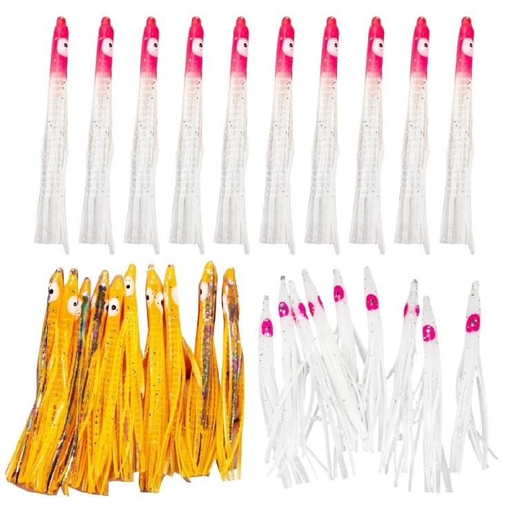 10Pcs 8cm Octopuses Soft Fishing Lure Octopuses Squid Soft Baits Skirted Squid Jigging Sea Fishing Baits Easy To Use