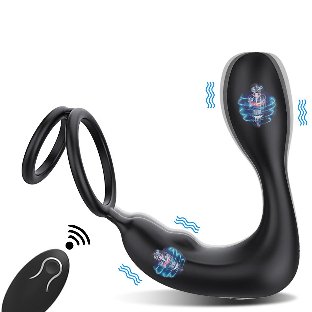 2 IN 1 Anal Plug Cock Ring Vibrator Prostate Massager Gay Anal Butt Plug Stimulator Masturbation Tools Anal Vibration Sex Toys