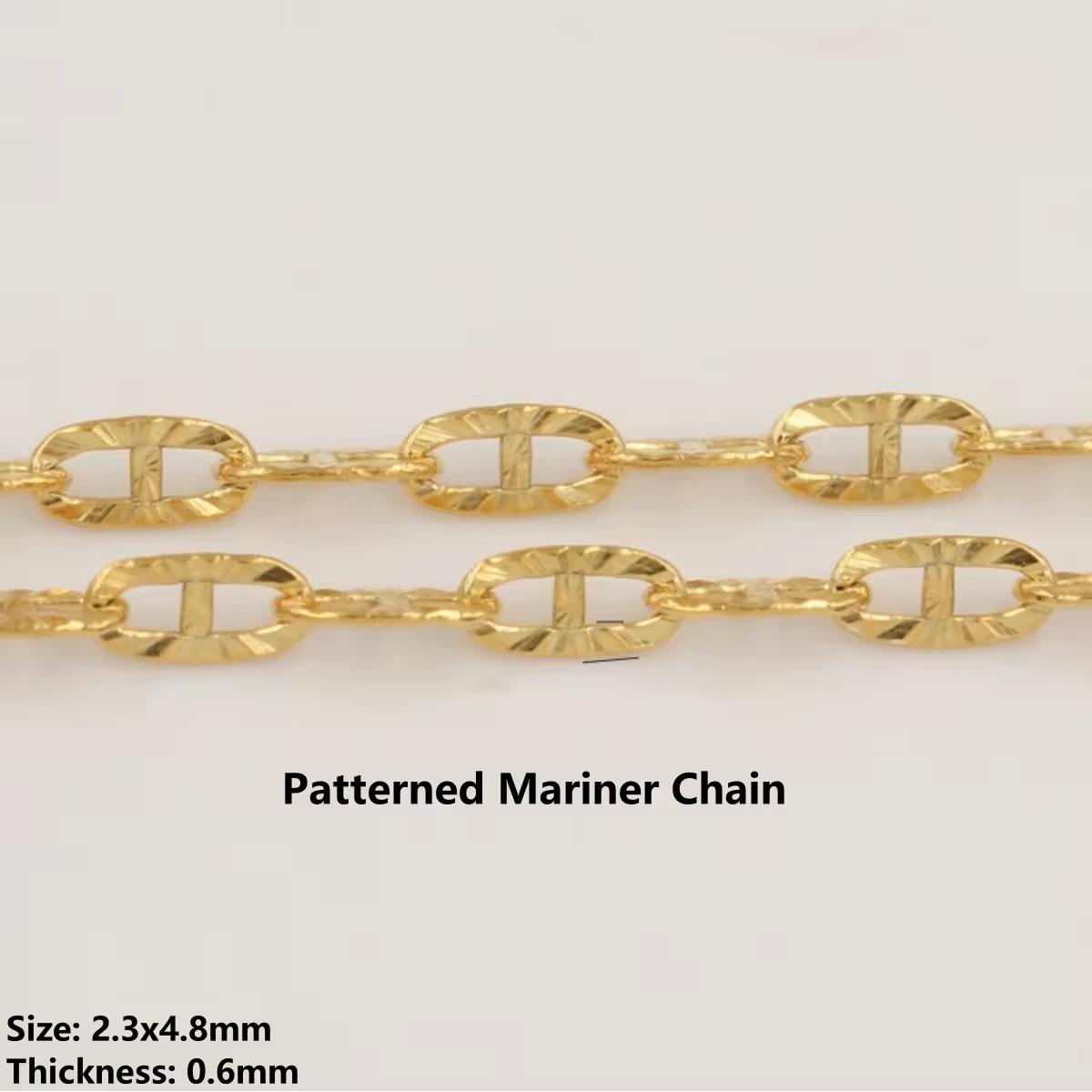 Gold Filled 2.3mm Patterned Mariner Chain for Permanent Jewelry Making Necklace Bracelet 2.3*4.8mm
