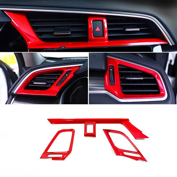 Red ABS Decorative Strip for 10th Gen Car Air Conditioner Vent