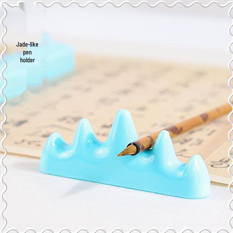 Wuzhishan Imitation Jade Inkstone Calligraphy Starter Set: Palette, Water Dish, Paperweight, Pen Holder