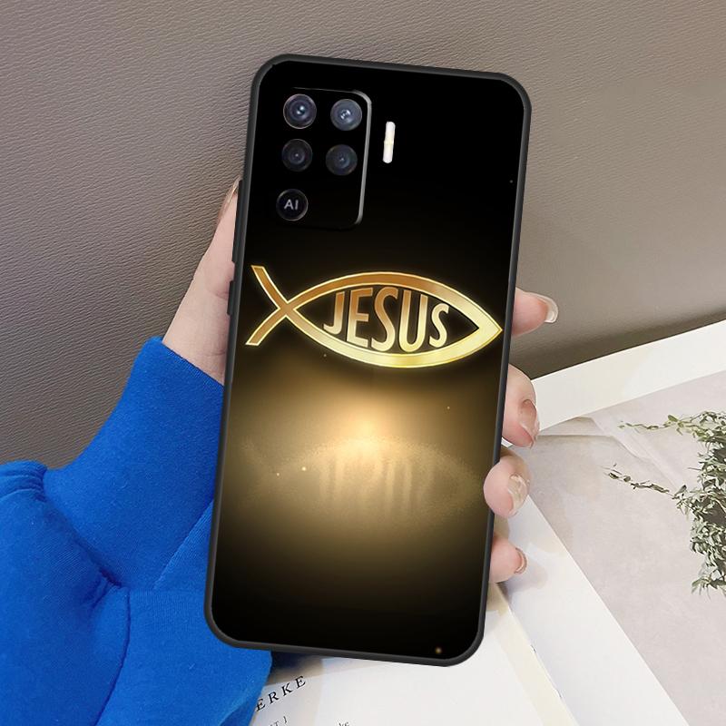 Fish Symbol Jesus Christ Christian Case For Oppo A76 A16 A96 A17 A18 A60 A80 A40 A38 A58 A78 A98 A94 A74 A54 A15 A57 A77 A5 Pro