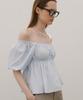 320SHOWROOM Two-Way Off-Shoulder Puff Blouse Sky Blue