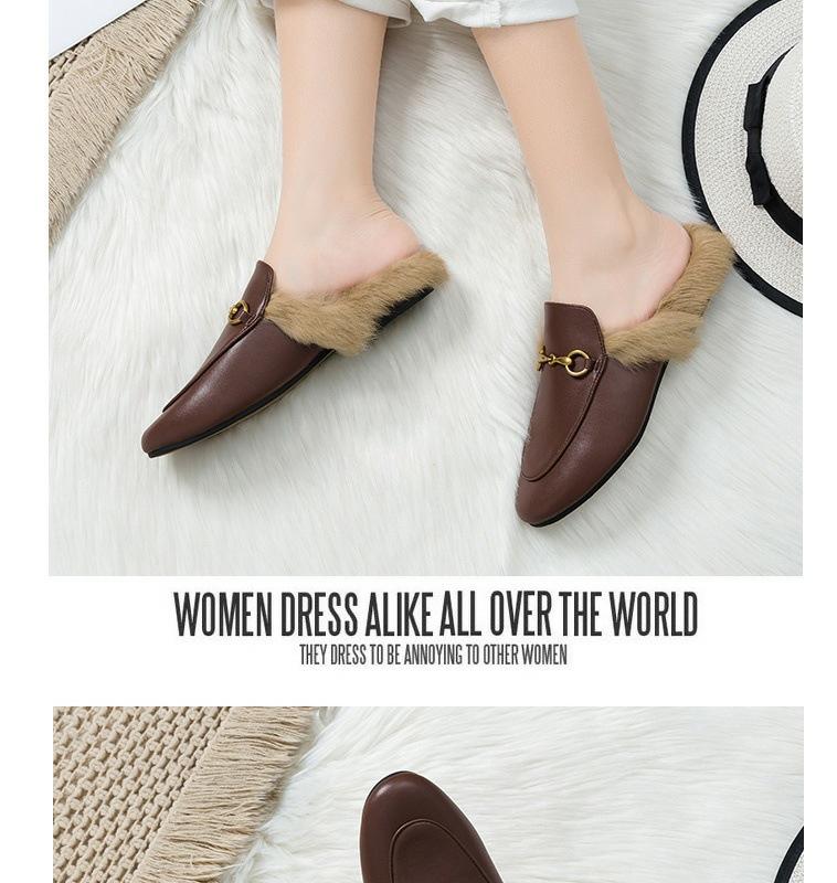 Women's WD Furry Slippers: Cozy Autumn/Winter Half-Slippers, 2024 Celeb Style, Versatile & Comfortable