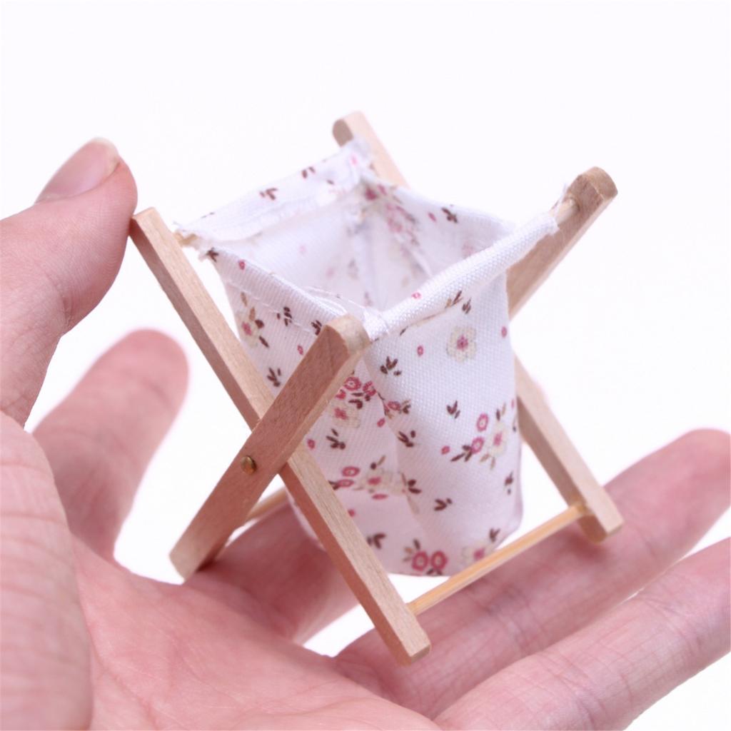 1:12 Dollhouse Bathroom Laundry Storage Basket with Floral Design for Kids DIY Fun and Miniature Scenes