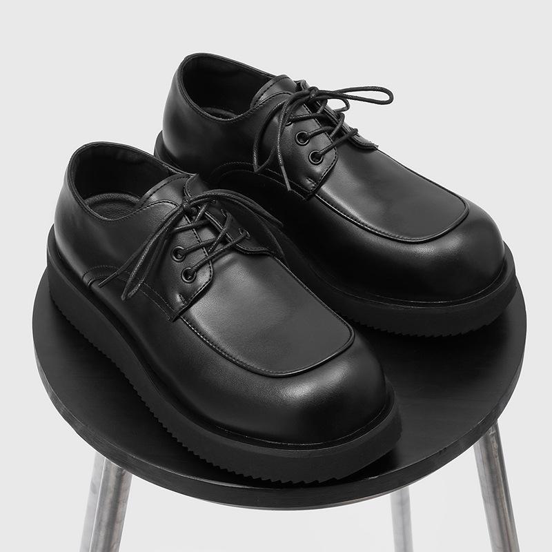 Large size retro derby shoes big head British platform heightening casual leather shoes