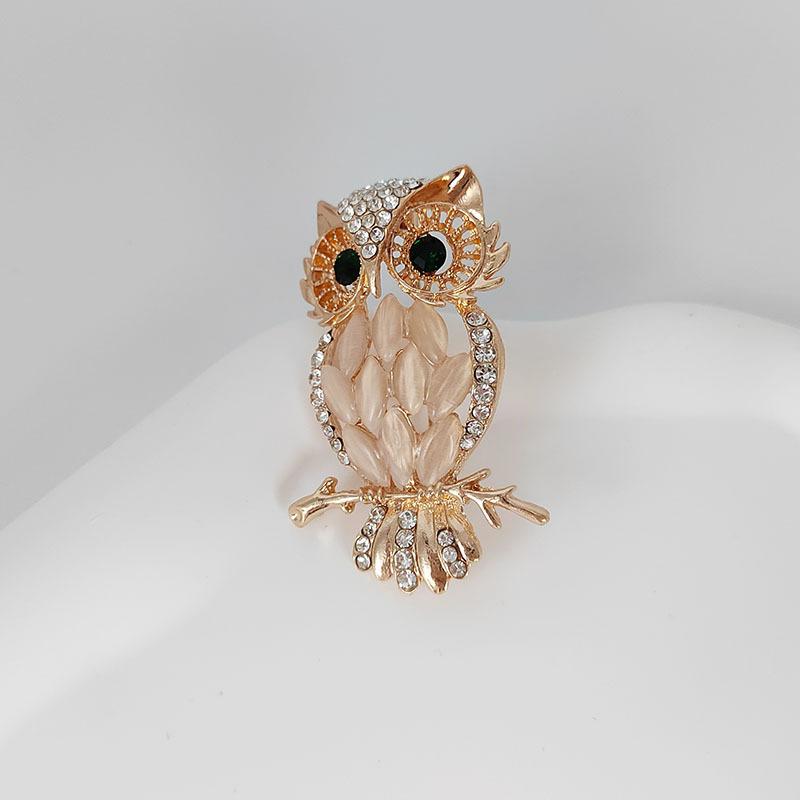 Fashion Rhinestone Owl Brooches for Women Ladies Unisex Cute Animal Bird Pins Event Party Clothes Decoration Jewelry Accessories