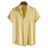 Men Fashion Casual Solid Color Stand Collar Short Sleeve Shirt