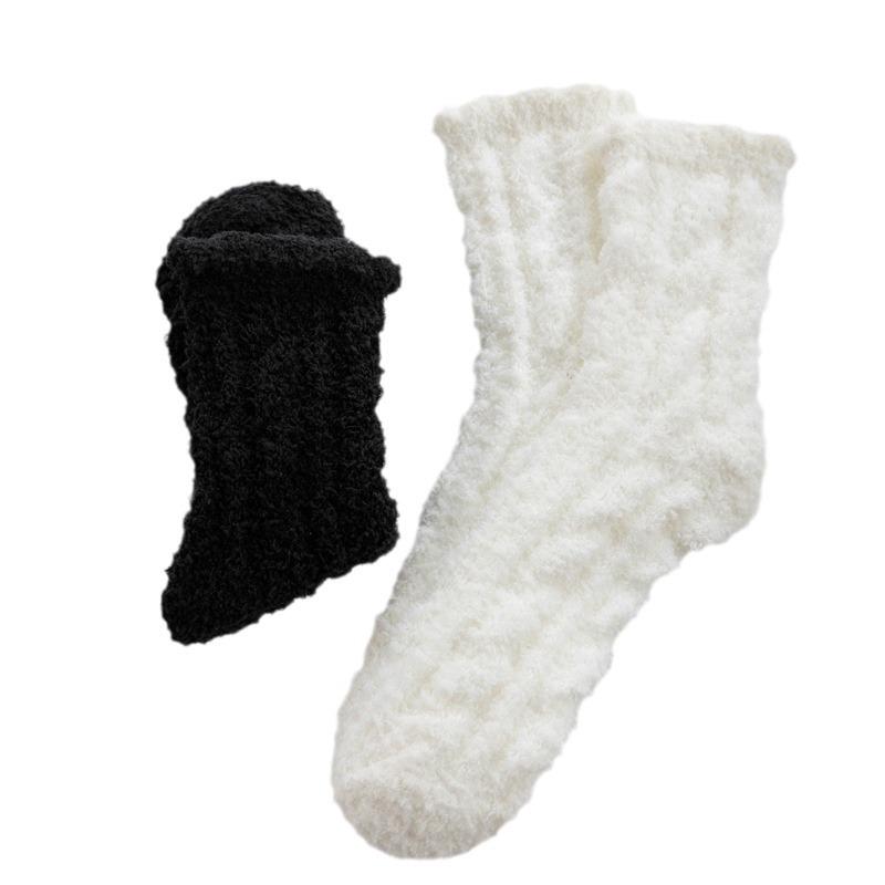 5/10 Pairs Casual Autumn Winter Twisted Coral Velvet Floor Socks for Home Use Warm and Fluffy Non Shedding Mid Calf Socks Thickened Socks for Children