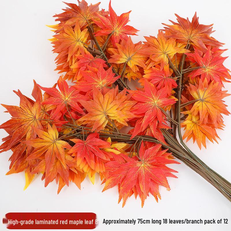 Artificial Red Maple Leaf Branch for Decoration and Landscaping