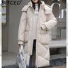 BITCED Thickened Puffer Jacket Down-Filled Cotton Coat Women's Loose-Fit Winter Coat Mid-Length Knee-Length Cotton Jacket