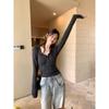 Kumikumi Gyaru Style New Solid Elegant All-Match Long Sleeves Shirt Women Autumn Waist Hugging Slimming Base Top