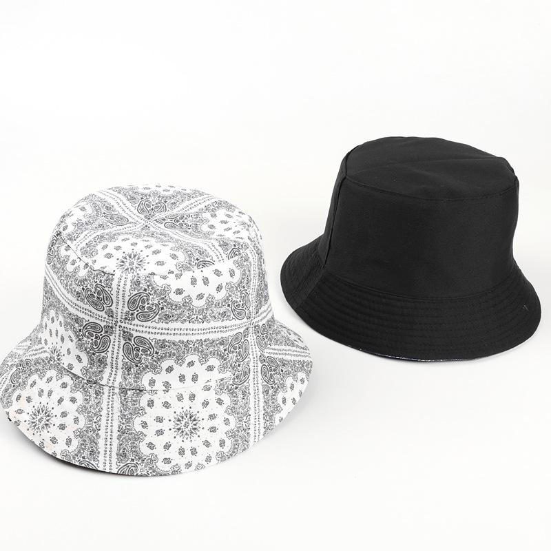 Unisex Trendy Versatile Sunshade Bucket Hat with Cashew Flower,Double-sided Sun Hat for Outdoor Vacation Travel