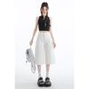 High Quality Retro High Waist Flared Denim Shorts Women Summer Loose Casual Wide Leg Cropped Pants