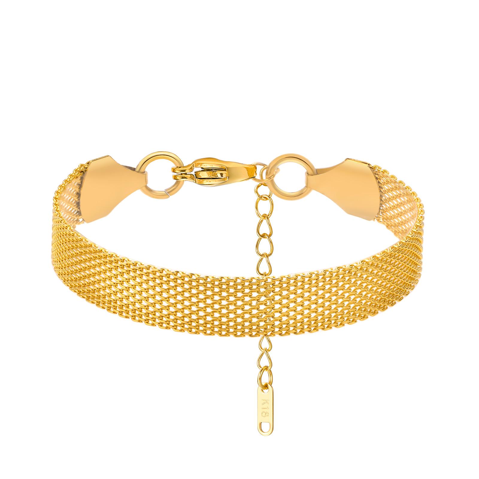 

Stainless Steel Knitted Mesh Bracelet for Women, Gold Plated Wrist Chain Waterproof Anti Tarnish