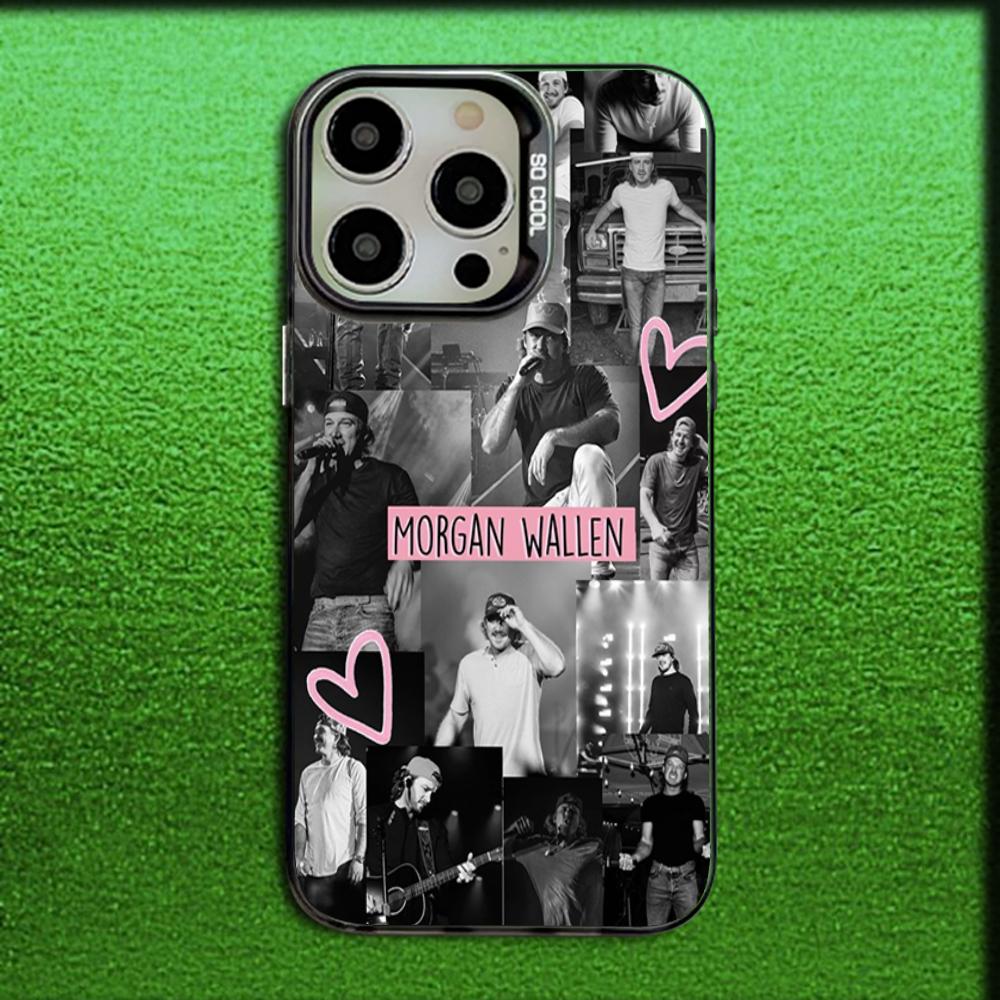 

Singer M-Morgan Wallen Phone Case For iPhone 16,15,14,13,12,11,Mini,Pro,MAX Gray Matte Silicone Black Cover iPhone14Pro
