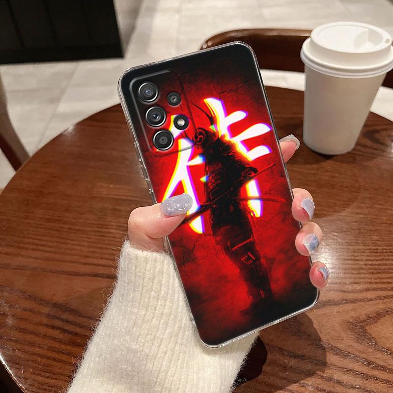 Japanese Art Samurai Ninja Clear Phone Case For Samsung Galaxy A56 A57 A37 A55 A54 A36 A35 A26 A25 A16 A17 A07 A52 A34 A73 Cover