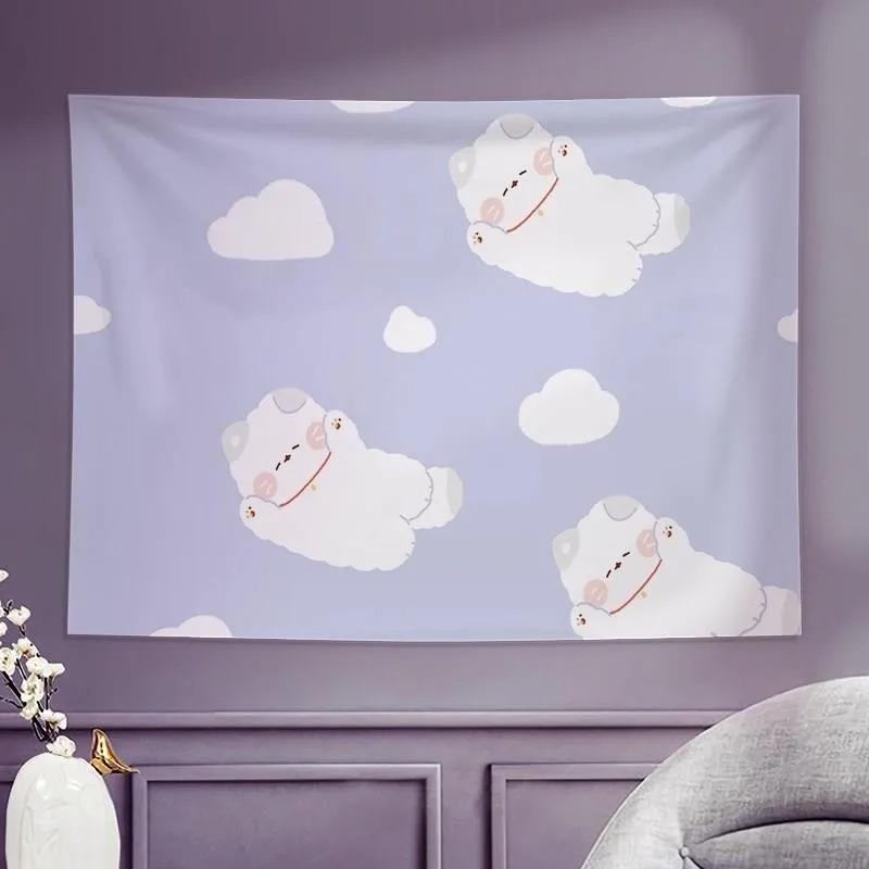 Cute Bear Cartoon Hanging Cloth Office Living Room Tapestry Home Wall Decoration Tapestry
