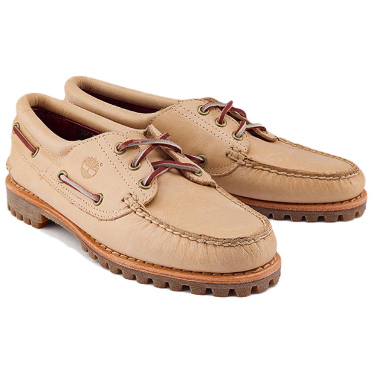 Timberland Women's Noreen 3-Eye Lug Handsewn Boat Shoe Light Beige A2GNVEN2