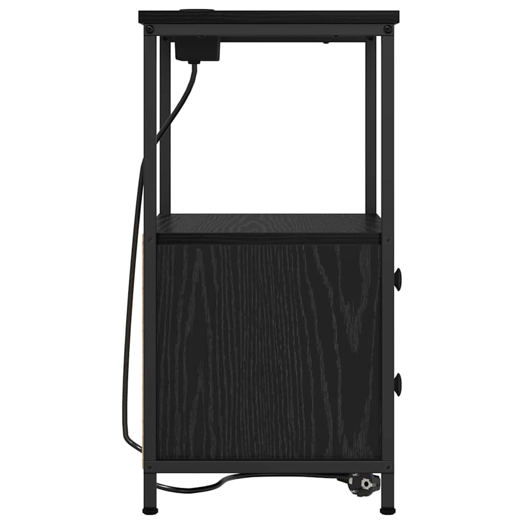 Nightstand Set of 2 Black Oak Effect 40 X 31 X 60 Cm