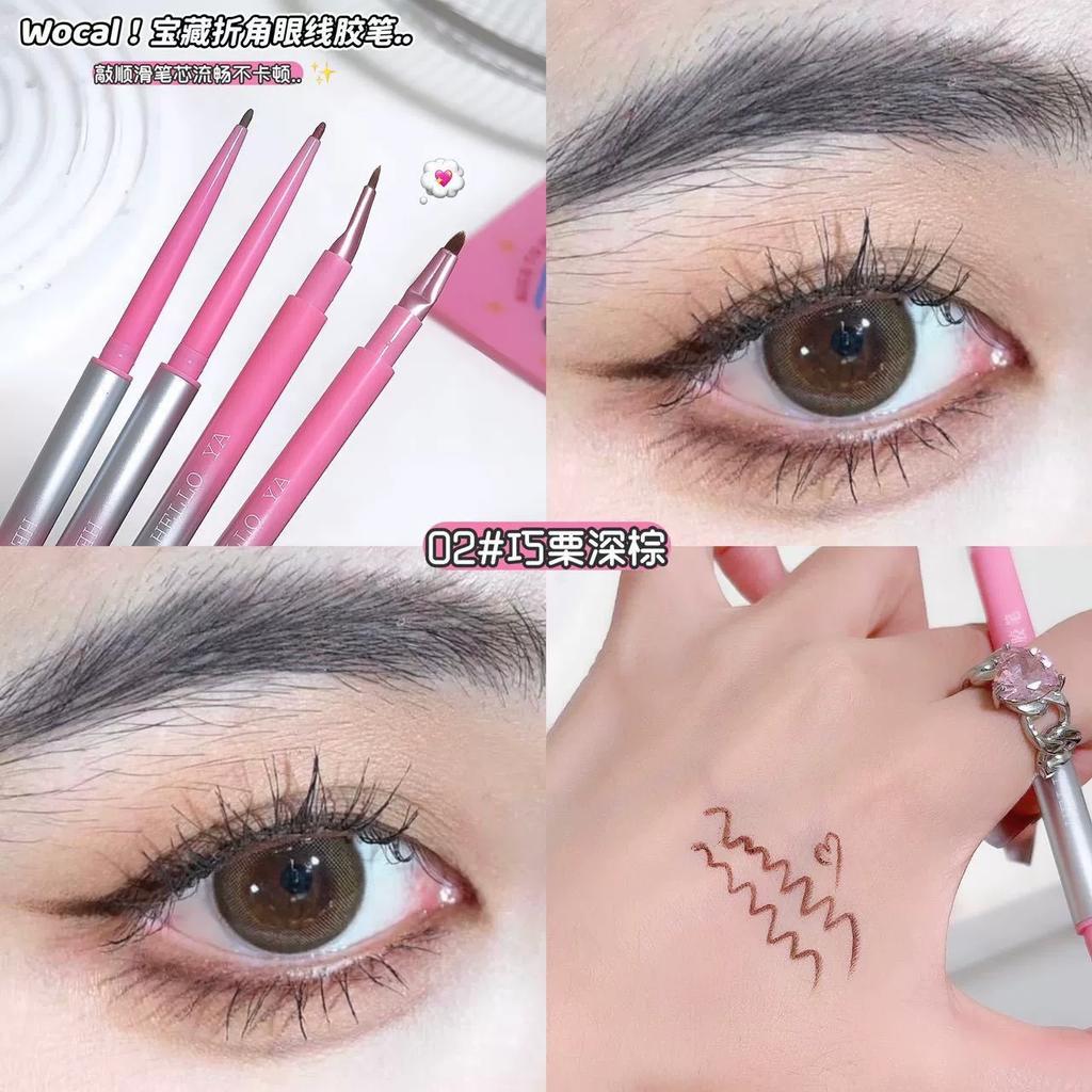 Ju-Style Innocent-Looking Double-Ended Angled Eyeliner Gel Pen, Waterproof, Sweat-Proof, Long-Lasting, Non-Smudge Red Eyeliner Pen