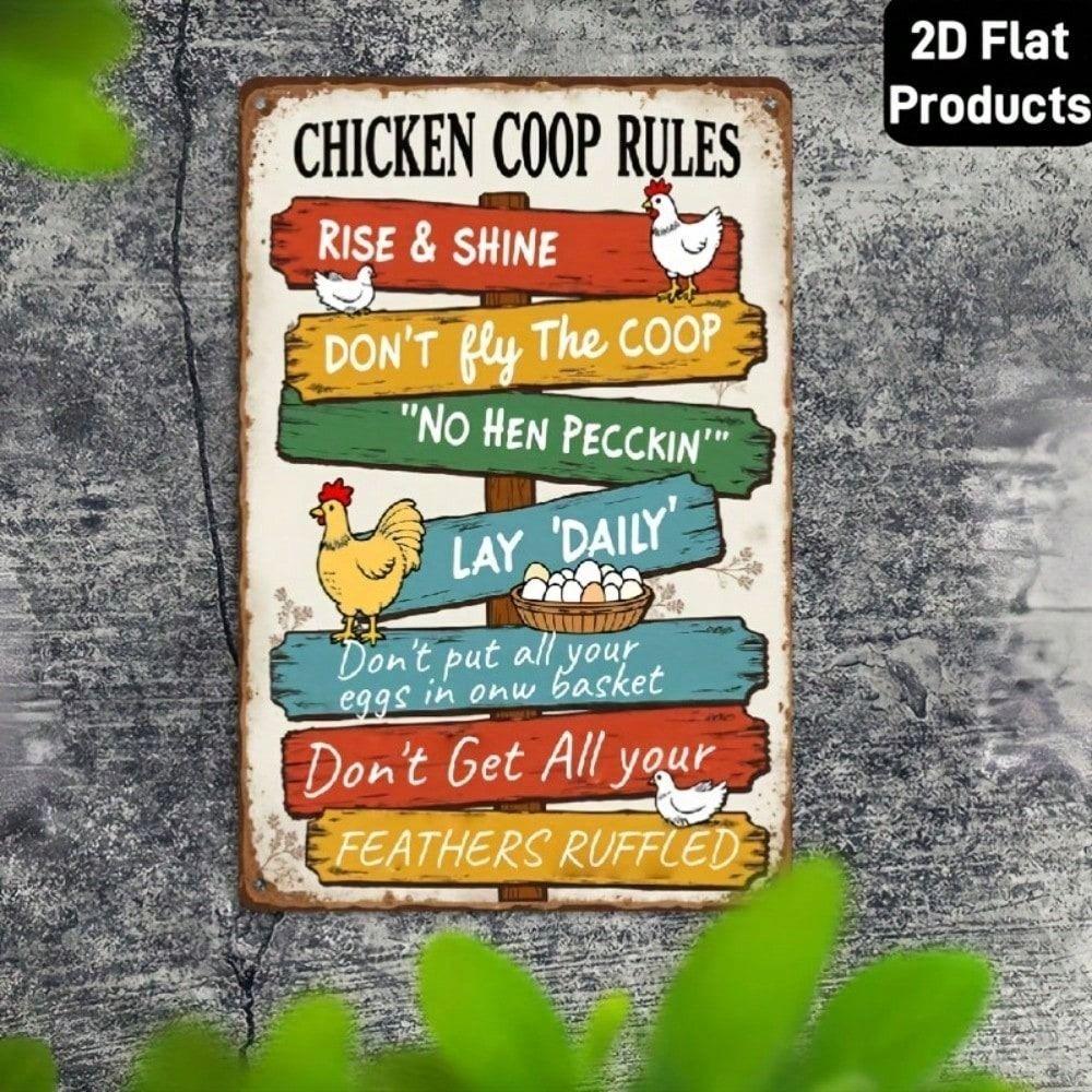 Metal Poster Wall Art, Funny Kitchen Rules Sign, Vintage Farmhouse Decor 12x8in
