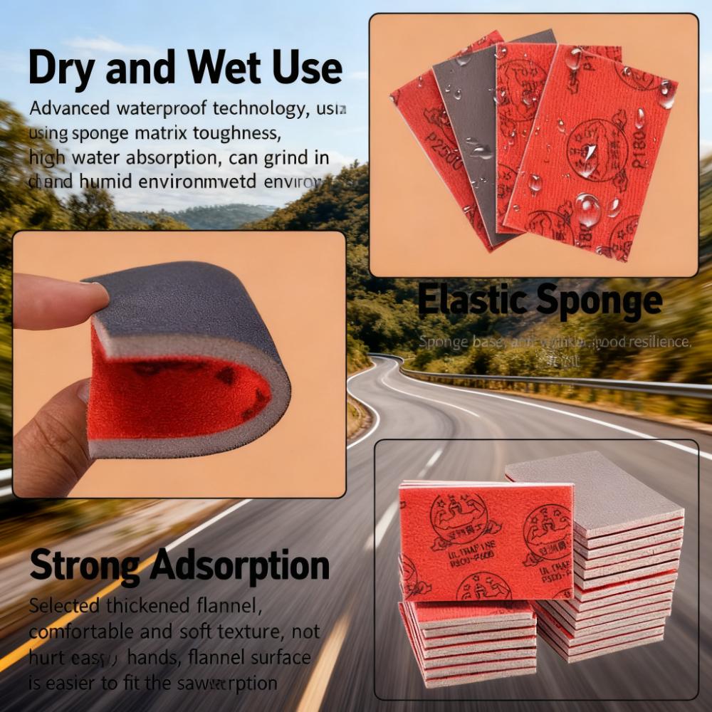 Car Paint Plastic Metal Sanding and Polishing Square Sponge Sandpaper Square Dry Grinder Sandpaper Flocking