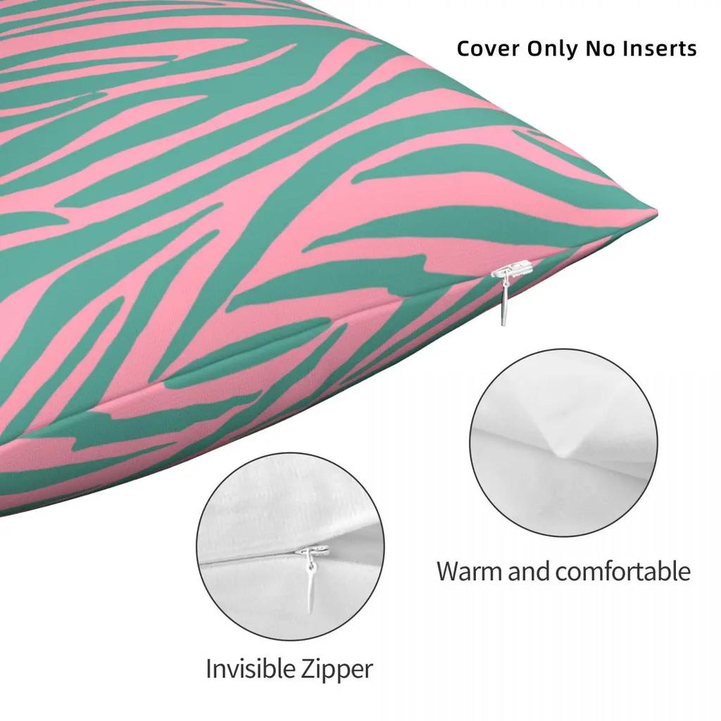 Pink And Green Zebra Stripes Pillowcase Double-sided Printing Polyester Cushion Cover Decorative Pillow Case Cover Home Square