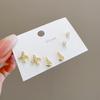 Cross-Border Fashion: Geometric Heart & Butterfly Earrings Set with S925 Silver Needle