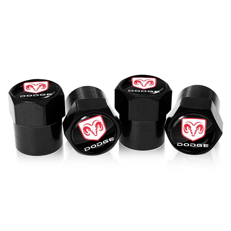 4pc Car Wheel Tire Valve Caps Tyre Stem Covers Airdust Waterproof for Dodge SXT Challenger Charger RAM 1500 Stratus Dart Dakota Charger Avengr Durango