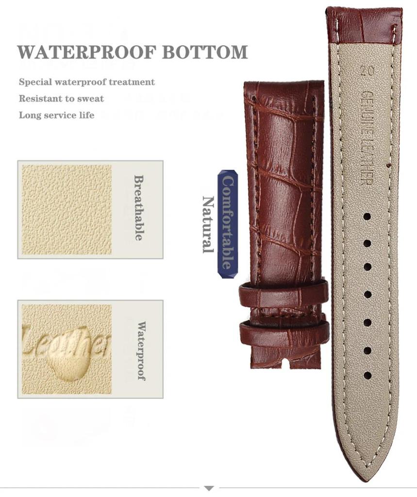 Genuine Leather Watch Strap with Pin Buckle - Cowhide Watch Band for Men and Women AVE