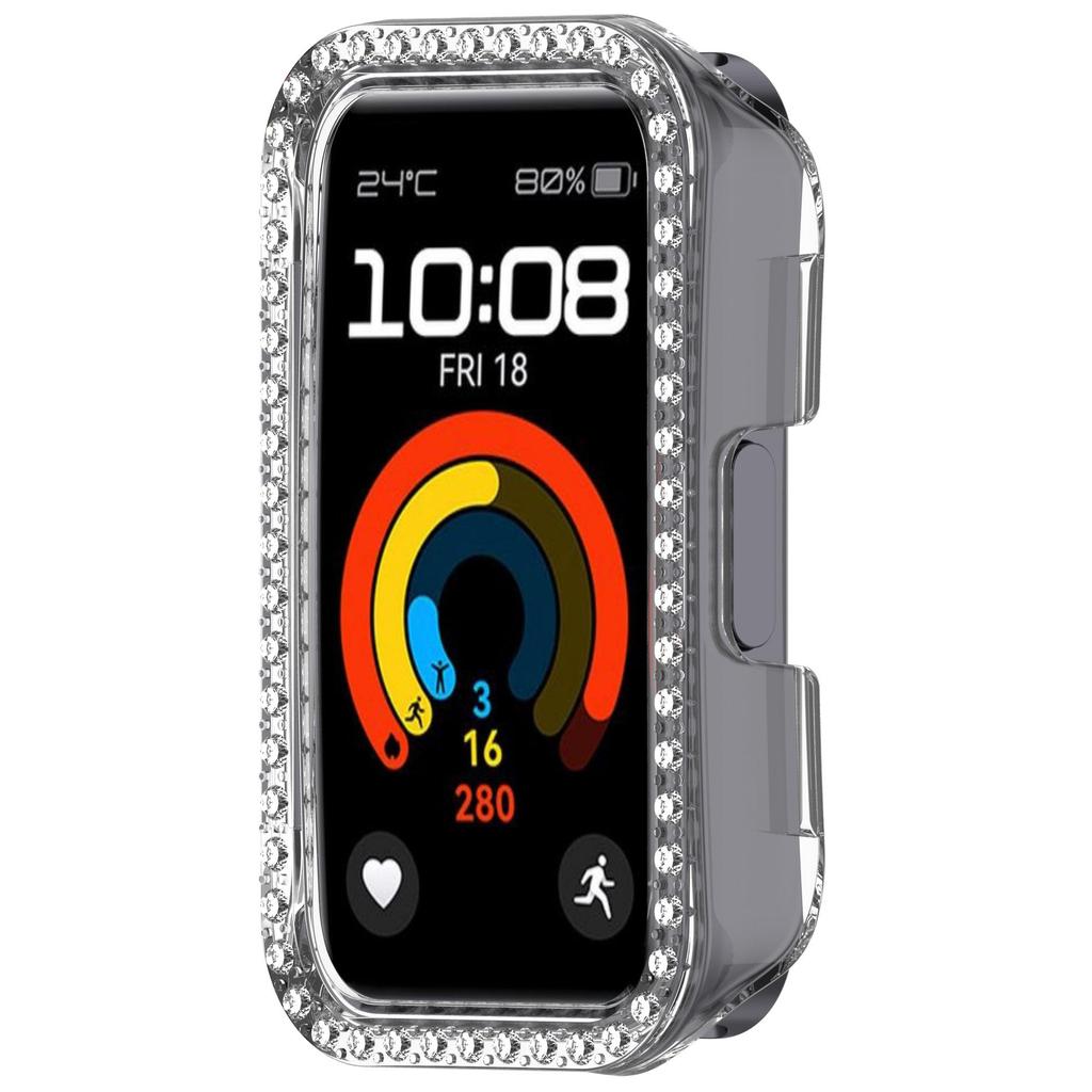Pro HUAWEI Band 10 9 8 Pouzdro Kryt s Diamantovým Křišťálovým Nárazníkem Poloviční Ochranný Rám Odolný Proti Poškrábání Kryt Okraje