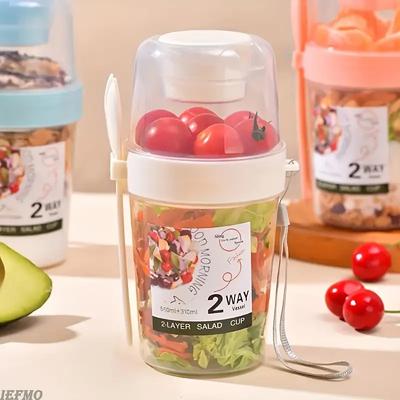 Salatbecher Frühstücksbecher Tragbare Lebensmittelaufbewahrung Bento Box Haferflocken Müsli Nuss Joghurt Behälter Set mit Gabel für Schule