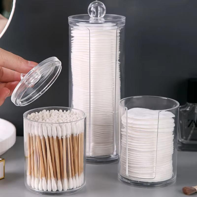 Acrylic Transparent Storage Box Large Capacity Easy To Clean Dust-Proof Cotton Swabs Makeup Cloths Dental Floss Storage Tube
