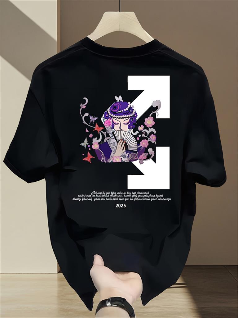 Mens heavyweight 100 cotton graphic tshirt lightweight and breathable comfortable casual wear trendy machine washable