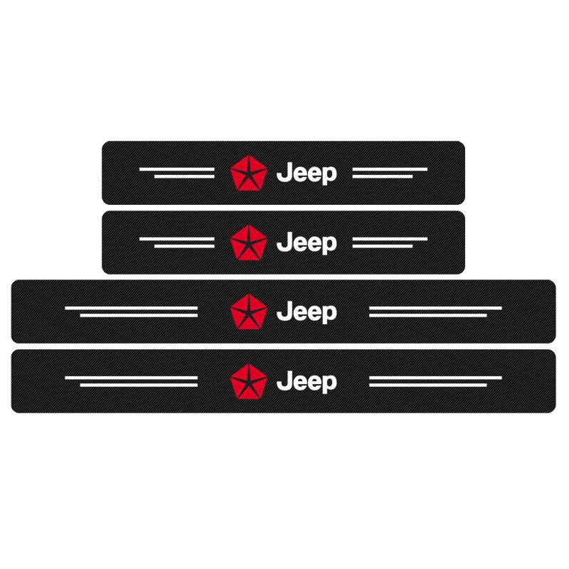 

4Pcs Carbon Fiber Car Door Sill Protection Sticker Anti-scratch Refit Sticker for Jeep JK TJ Renegade Patriot Wrangler Cherokee Patriot Trail Liberty