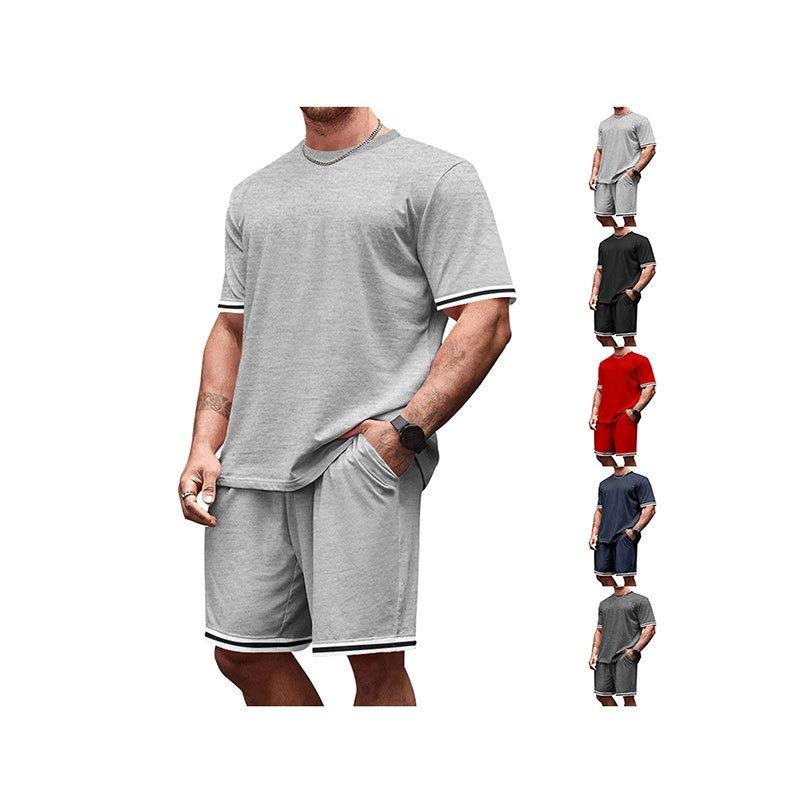 Summer Men's Short Sleeve Shirt Crew Neck Set Sports Men's Casual Shorts Two-piece Set Men's