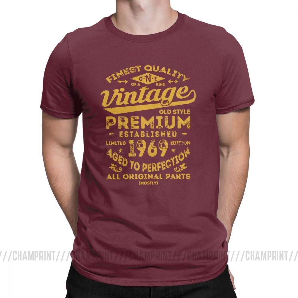 Vintage 1969 Birthday Gift Idea 50 Years Old 50th Birthday Gift TShirt for Male Oneck Cotton T Shirt Funny Clothing Plus Size