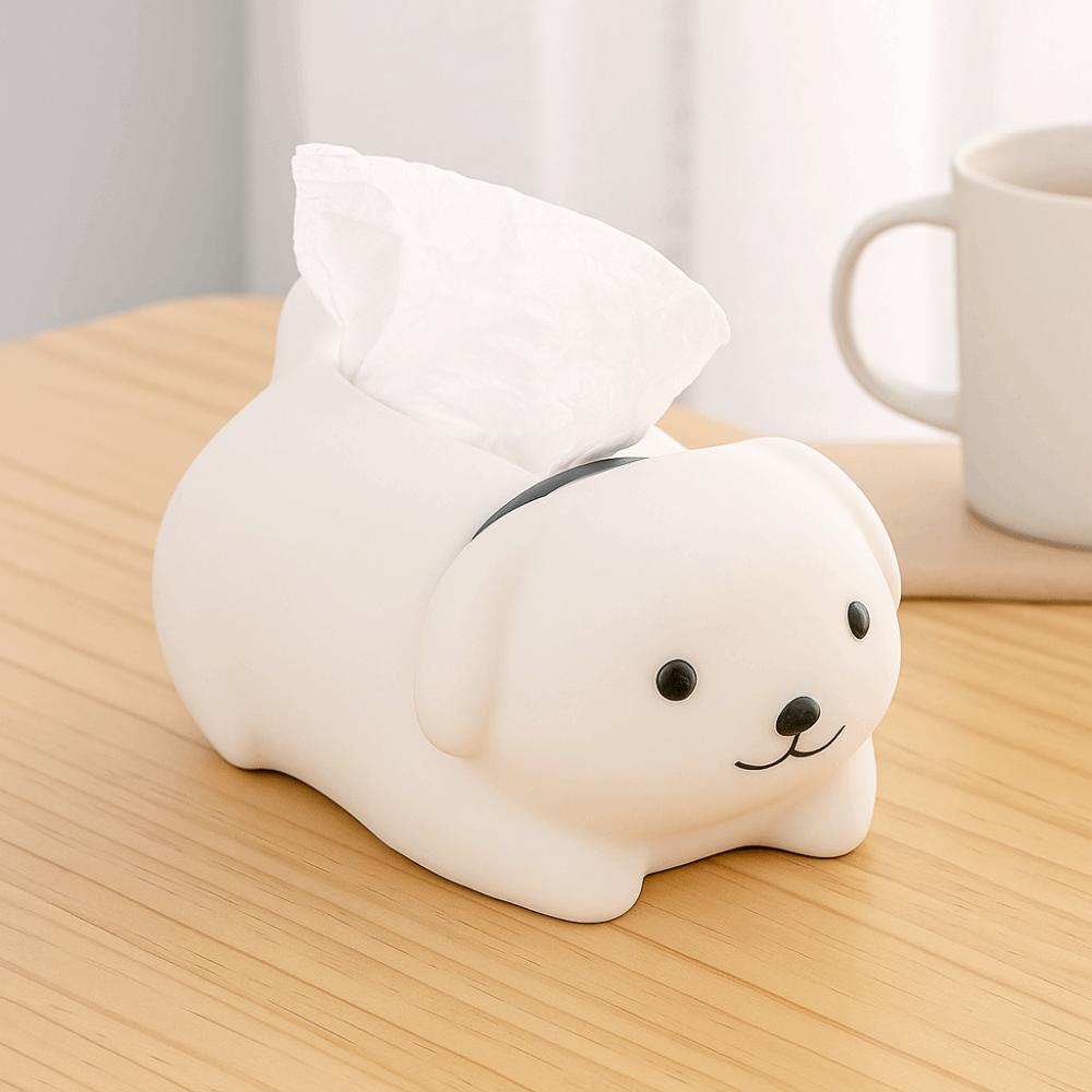 Decorative Little Dog Tissue Storage Box Figure Model Little White Dog Model Toy  Children/Kids