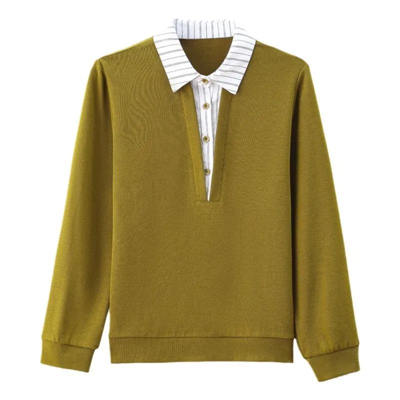 Spring and Autumn Korean Fashion Western Style Fake Two-piece Shirt Women's Long-sleeved Sweater Sweater Top Bottoming Shirt