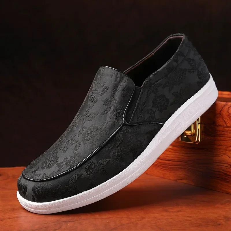 Fashion Men's Loafers Casual Single Shoe Breathable Thick Sole Comfort Anti Slip Wear-resistant Flower Platform Casual Shoes Sandalias