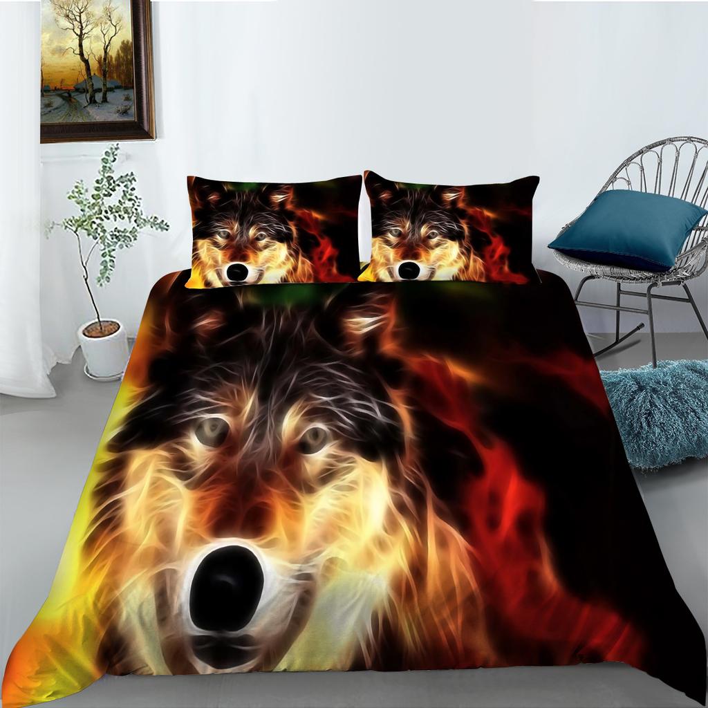 Etc Creative Wolf Series Digital Printing Bedding Two Or Three Piece Set Polyester