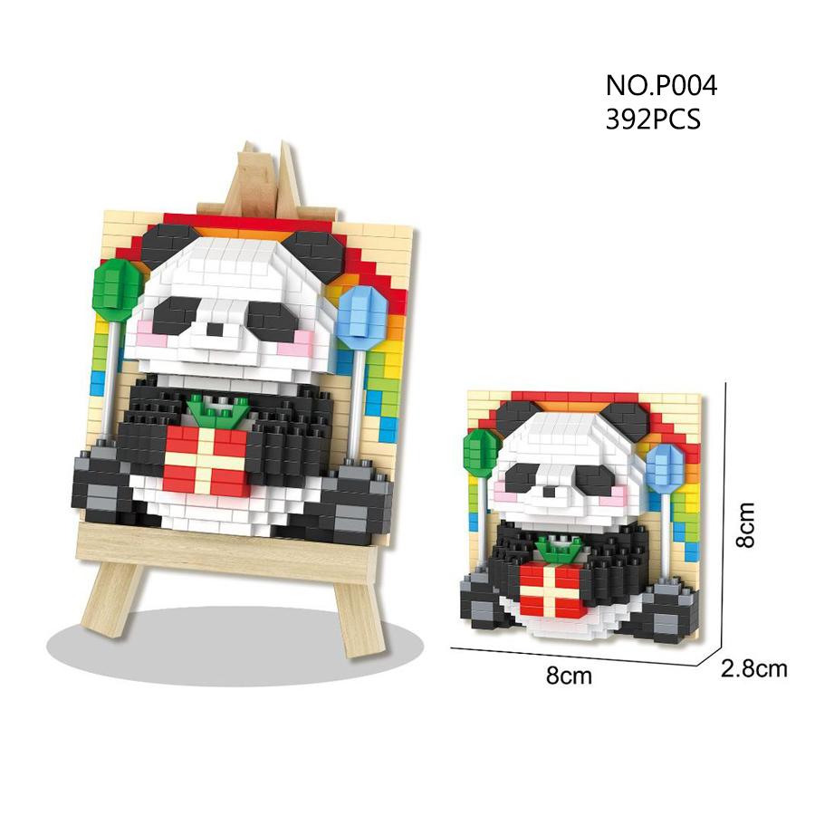 Ceative Panda Easel Building Block Toys Micro Blocks Education Kids Toys Tabletop Decoration Birthday New Year Gifts