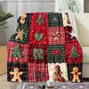 Retro Christmas Flannel Blanket Soft Warm All Seasons Car Office Decoration Red, Green, Golden, Brown - Perfect for Christmas