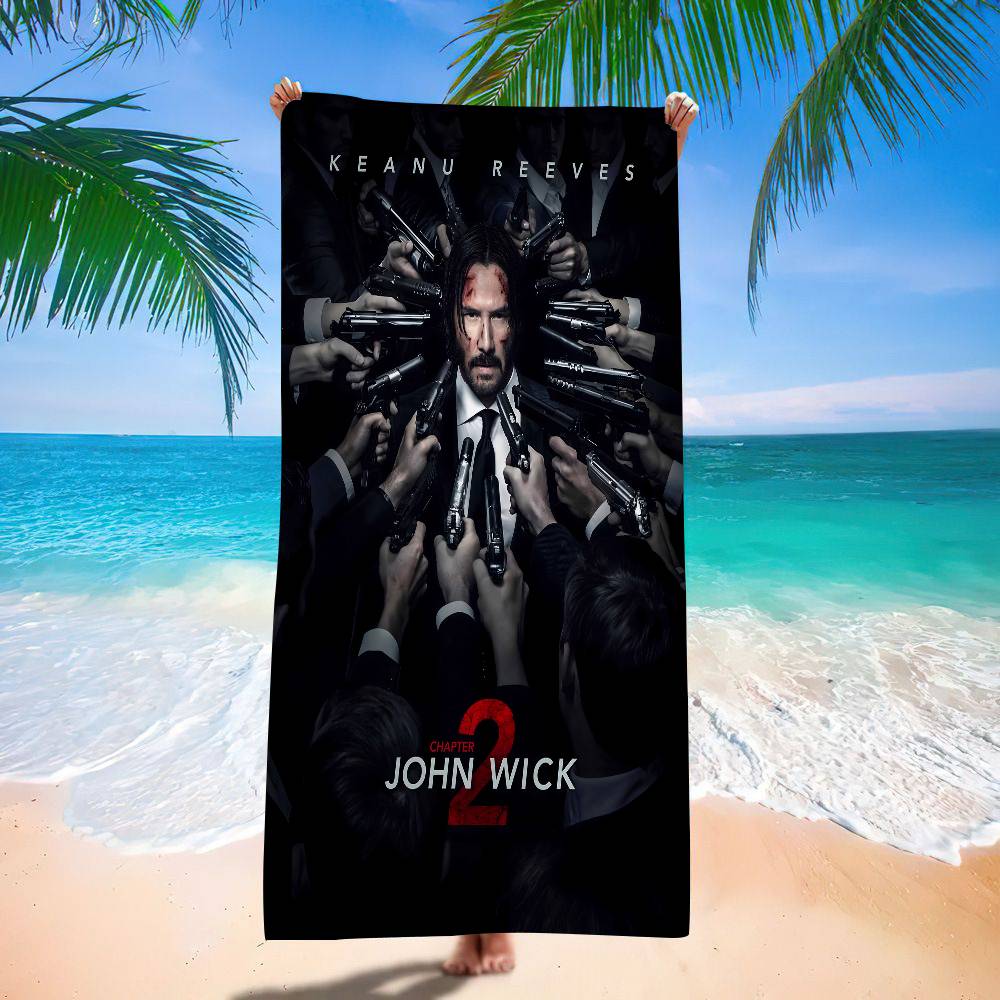 Classic Movie John Wick Microfiber Printed Beach Towel Mountain Climbing Yoga Beach Swimming Running Absorbent Soft Towel
