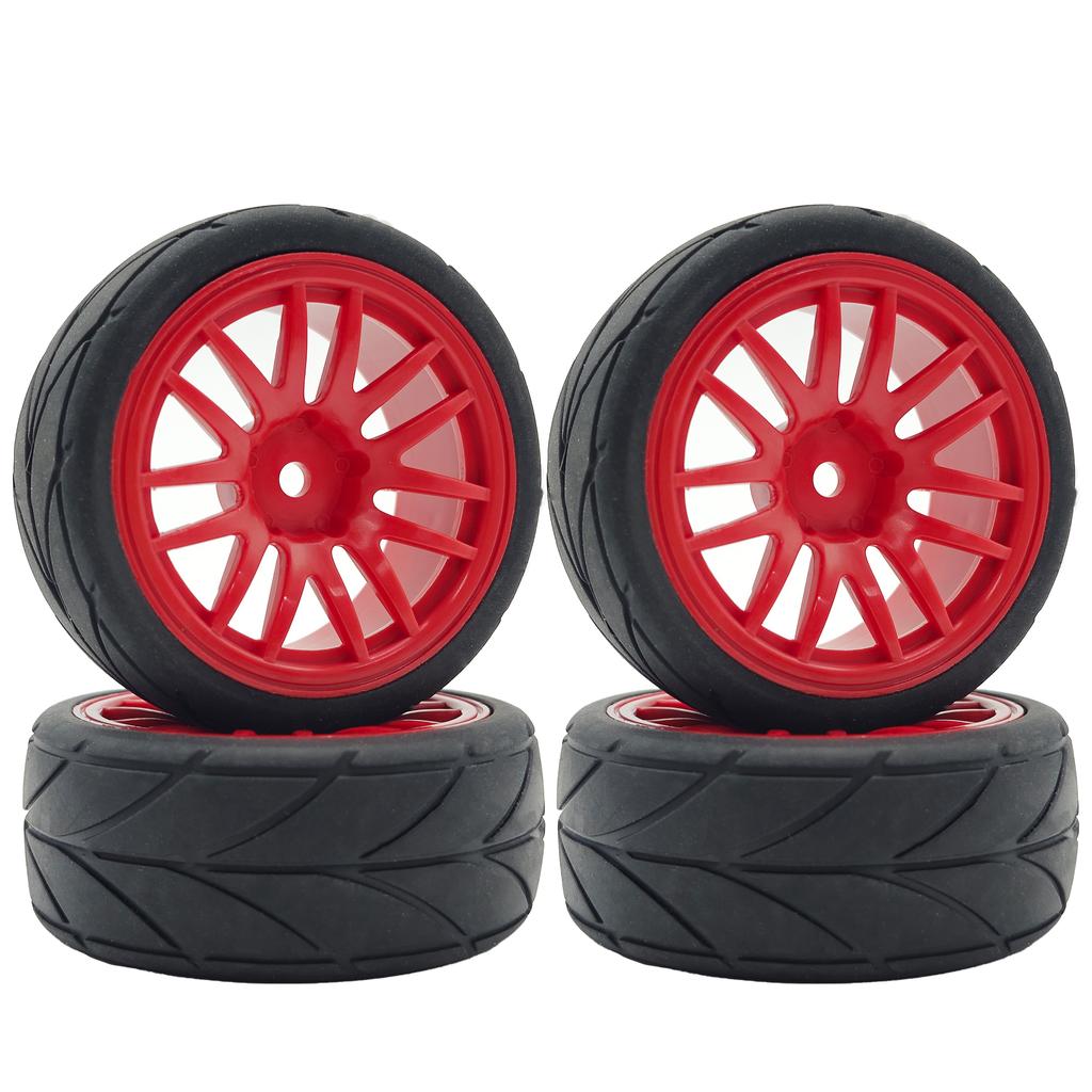 1/10 RC Racing Tires & Wheel Rims Hub 12mm Hex for 1:10 RC On Road Car Tamiya TT01 TT02 XV01 XV02 PTG-2 TA06 HSP HPI Kyosho