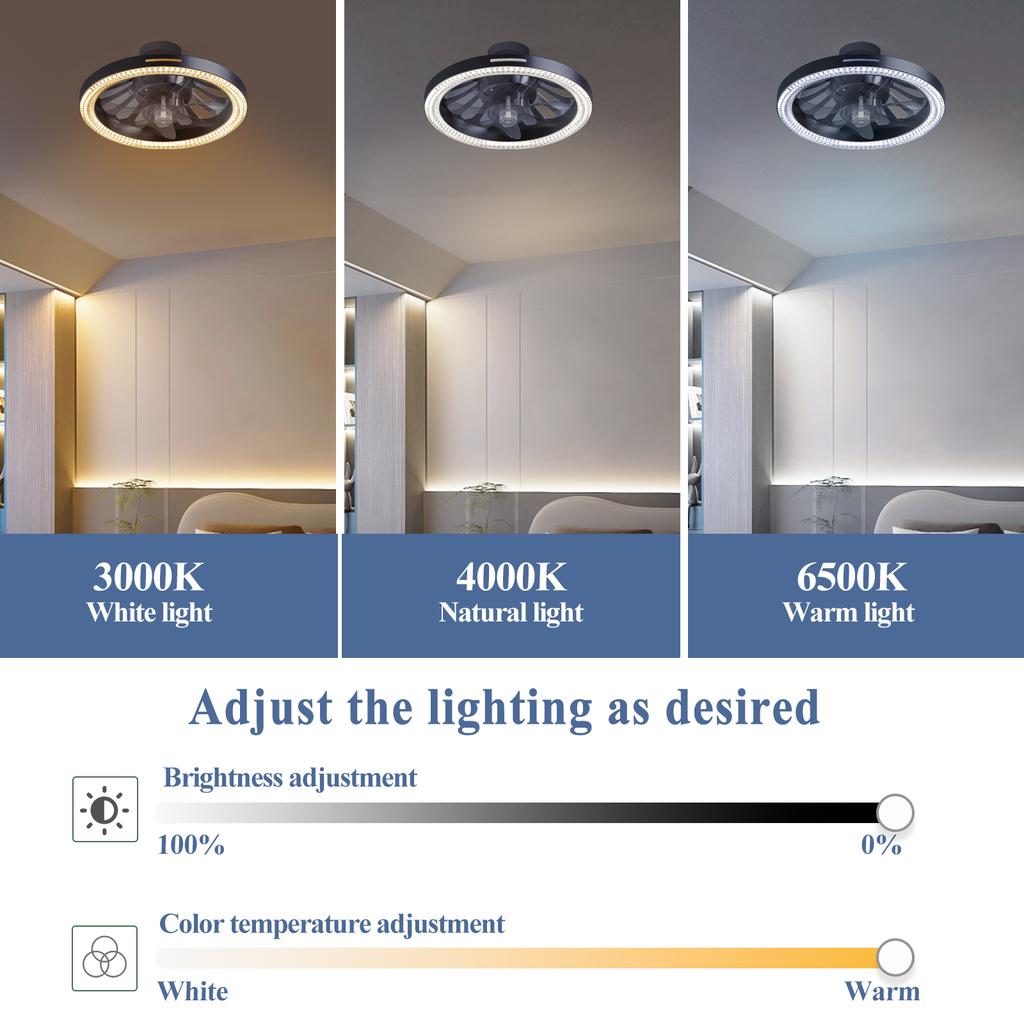 2-in-1 Ceiling Fan with LED Light Remote Control Dimmable Smart Fan Light for Bedroom Living Room Kitchen
