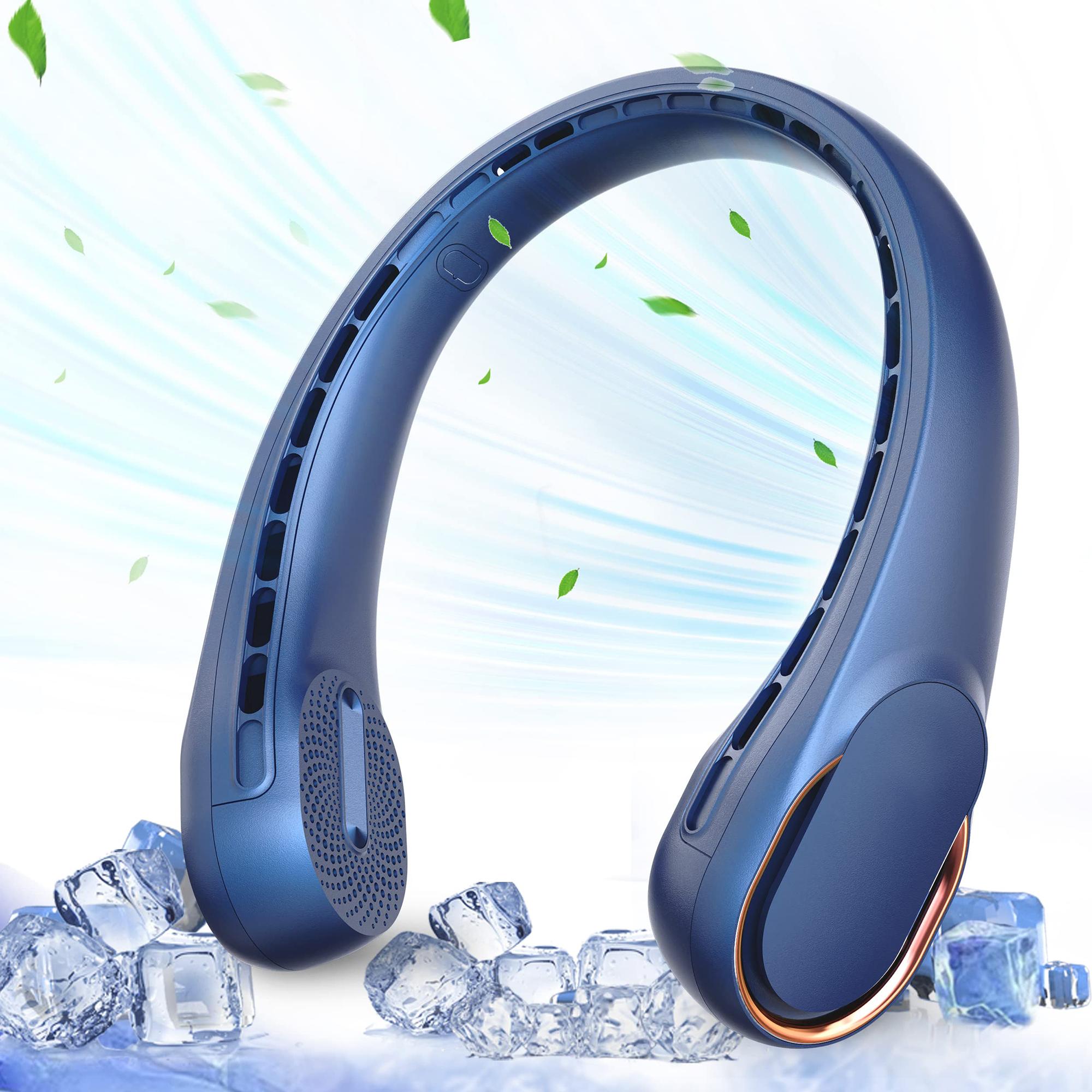 

R5 Portable Neck-Mount Fan 3 Speeds Adjustable Wearable Neckband Bladeless Cooling Fan (ABS+PC+PVC) Blue